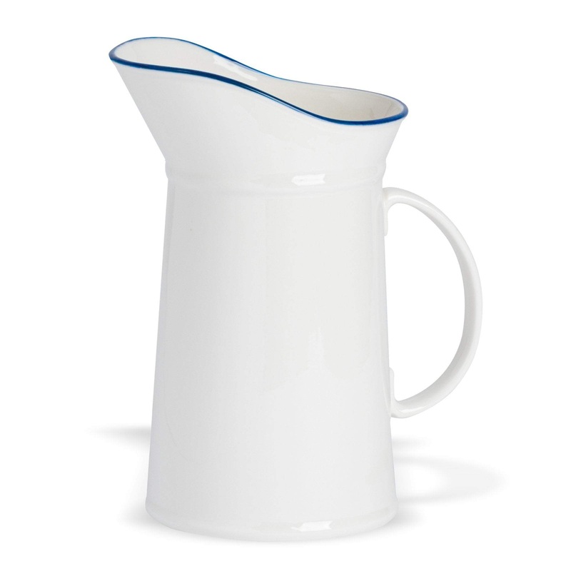 1L Farmhouse White Porcelain Water, Milk or Gravy  Jug