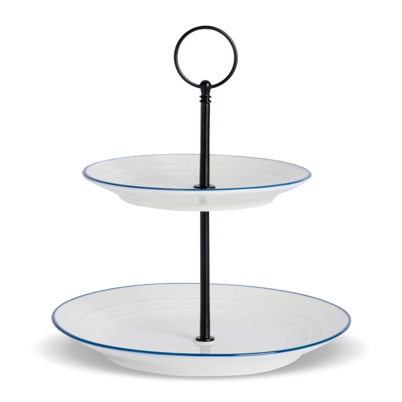 21cm 2 Tier Farmhouse White Cake Stand