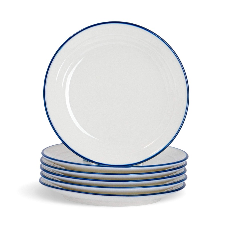 21cm Farmhouse White Porcelain Dessert Plates - Pack of Six