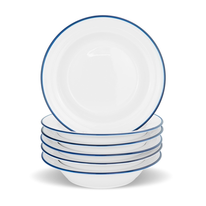 22cm Farmhouse White Porcelain Soup Bowls - Pack of Six