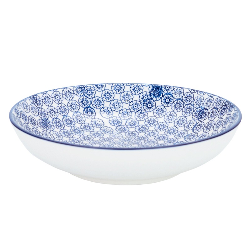 22cm Hand Printed Stoneware Pasta Bowl