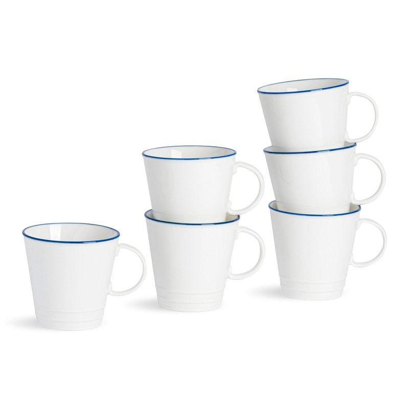 250ml Farmhouse White Porcelain Teacups - Pack of Six