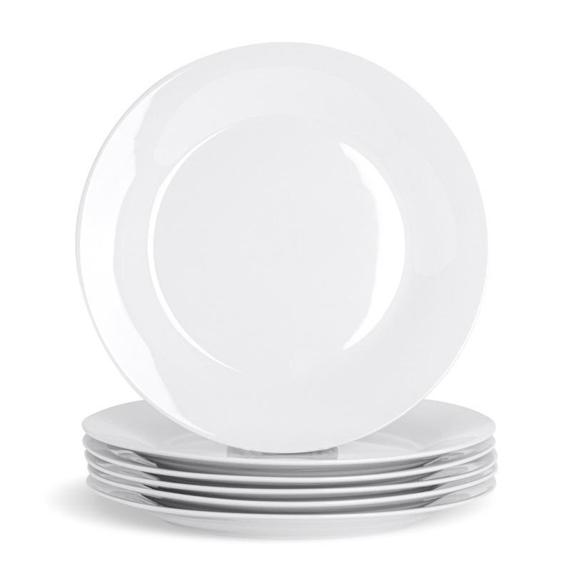 27cm White Large China Dinner Plates - Pack of Six