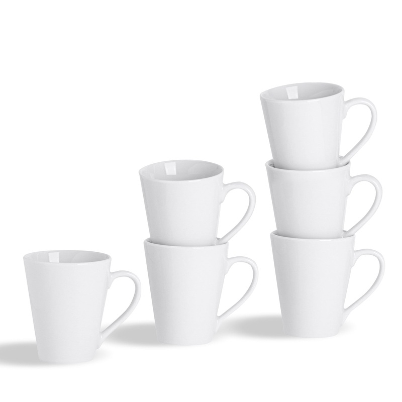 285ml White China Tea / Coffee Mugs - Pack of Six