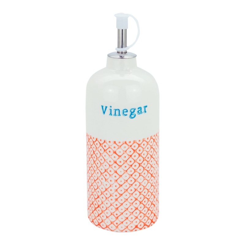 500ml Hand Printed Stoneware Vinegar Bottle with Pourer