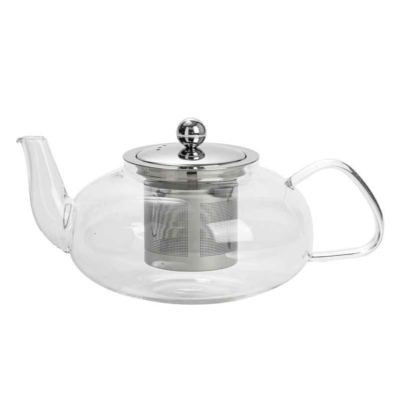 800ml Clear Glass Teapot with Stainless Steel Infuser