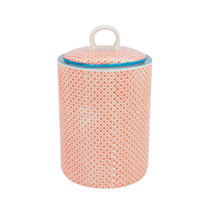 Hand Printed Stoneware Biscuit Barrel