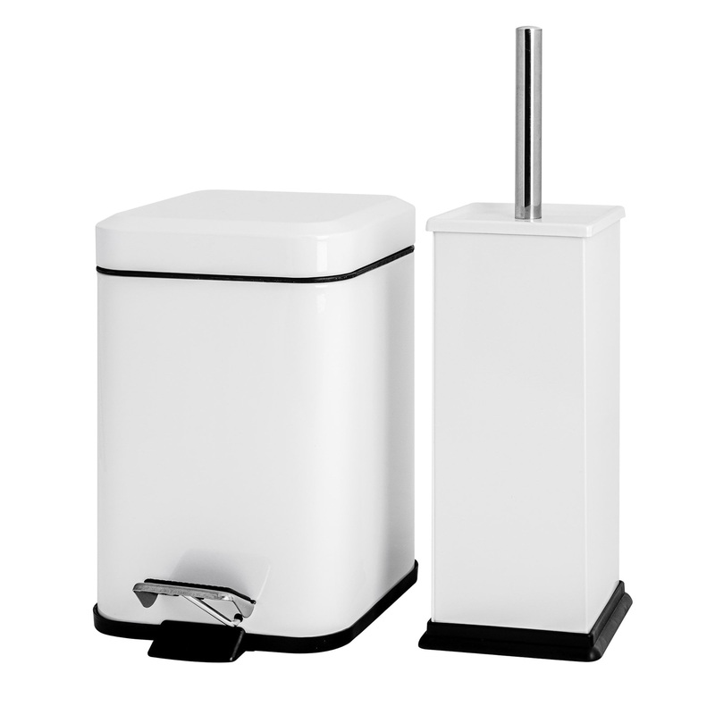 Square Toilet Brush & Bin Set