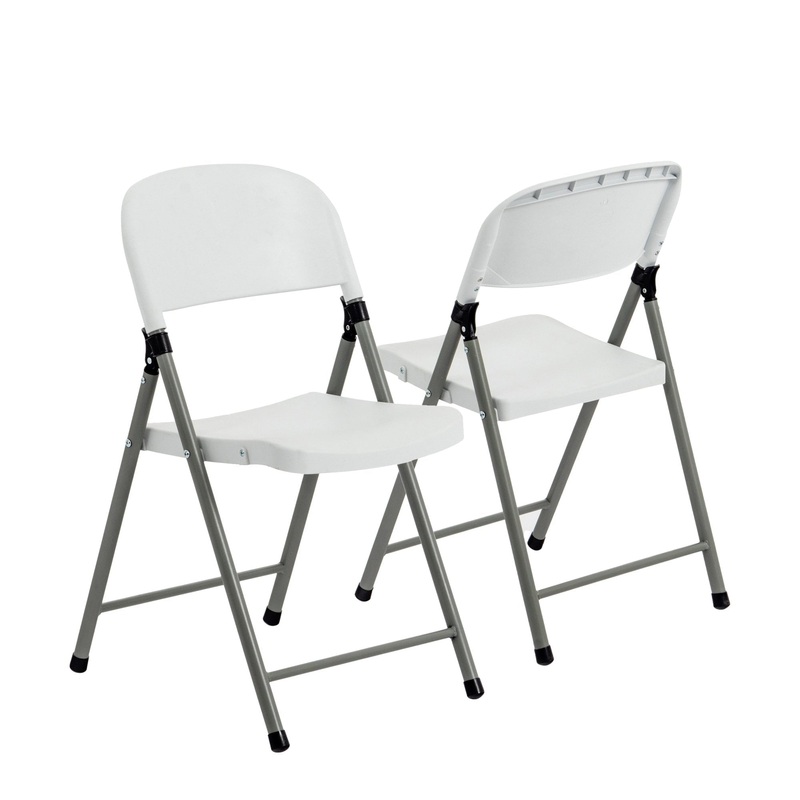 White Steel Folding Trestle Chairs - Pack of Two