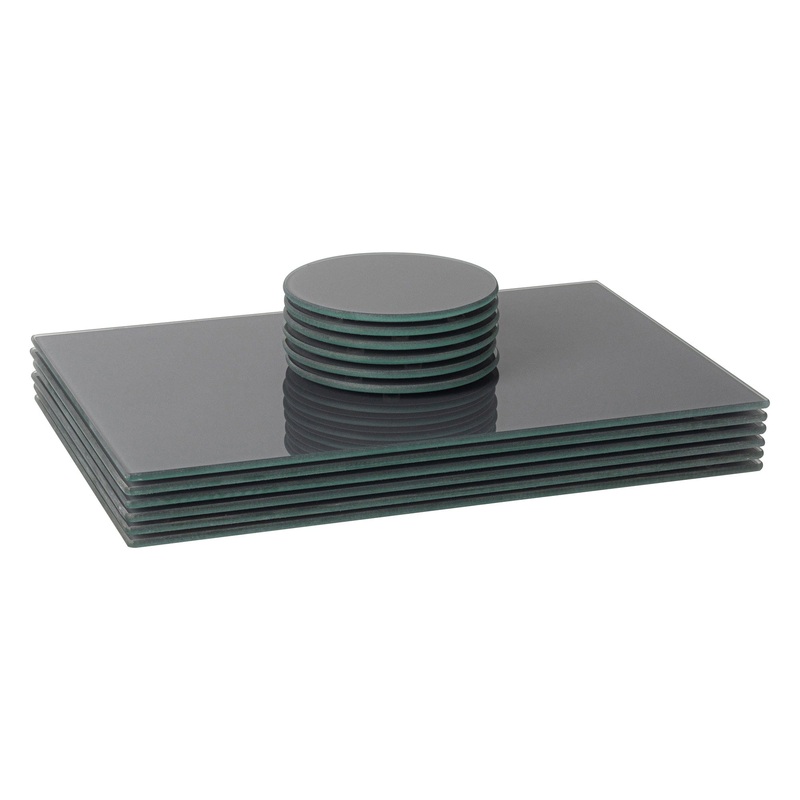 12pc Glass Placemats & Round Coasters Set
