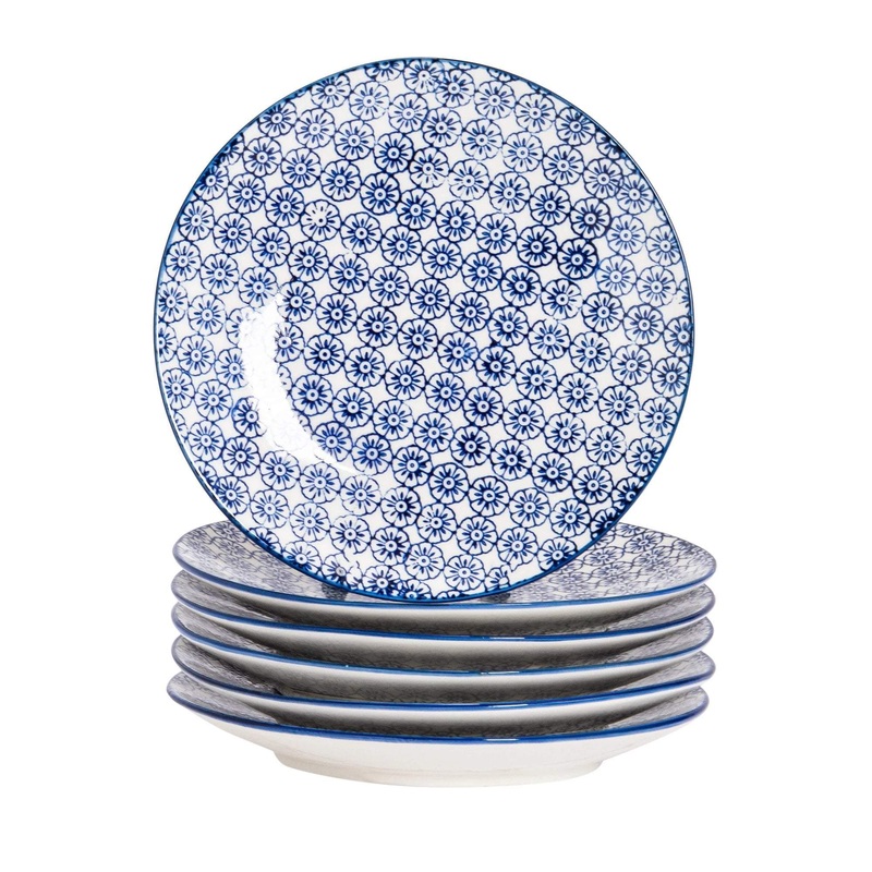18cm Hand Printed Stoneware Side Plates - Pack of Six