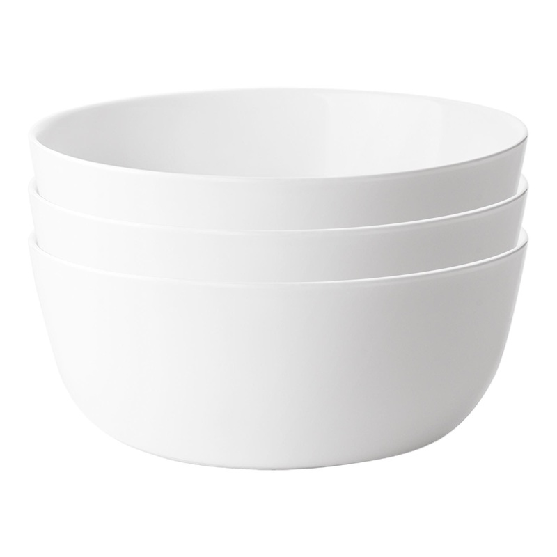 23cm White Toledo Glass Serving Bowls - Pack of Three