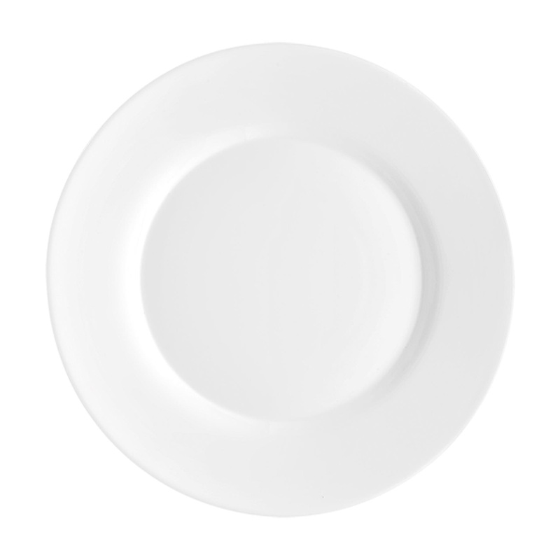 25cm White Toledo Glass Dinner Plates - Pack of Six