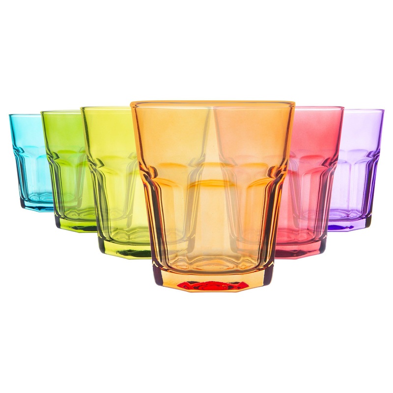 305ml Coloured Water Glasses - Pack of Six
