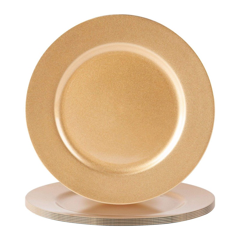 33cm Metallic Melamine Charger Plates - Pack of Six