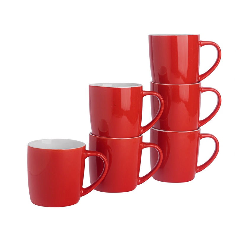 350ml Coloured Coffee Mugs - Pack of Six