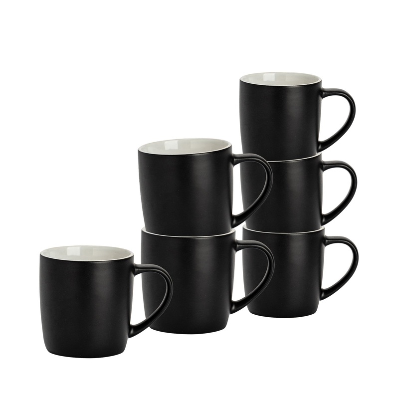 350ml Matt Coloured Coffee Mugs - Pack of Six