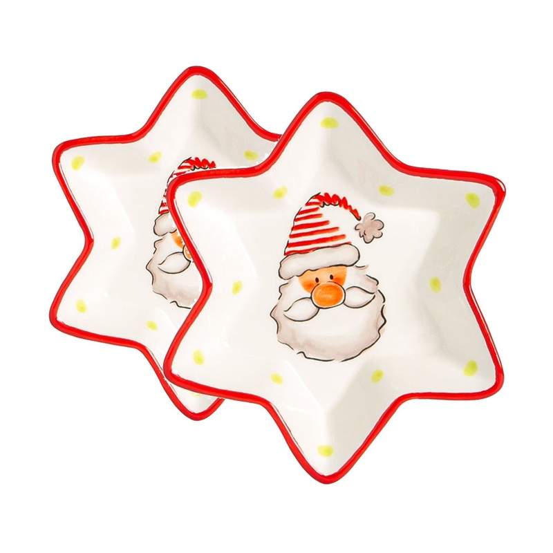 Santa Star Serving Plates - 18cm - Pack of Two