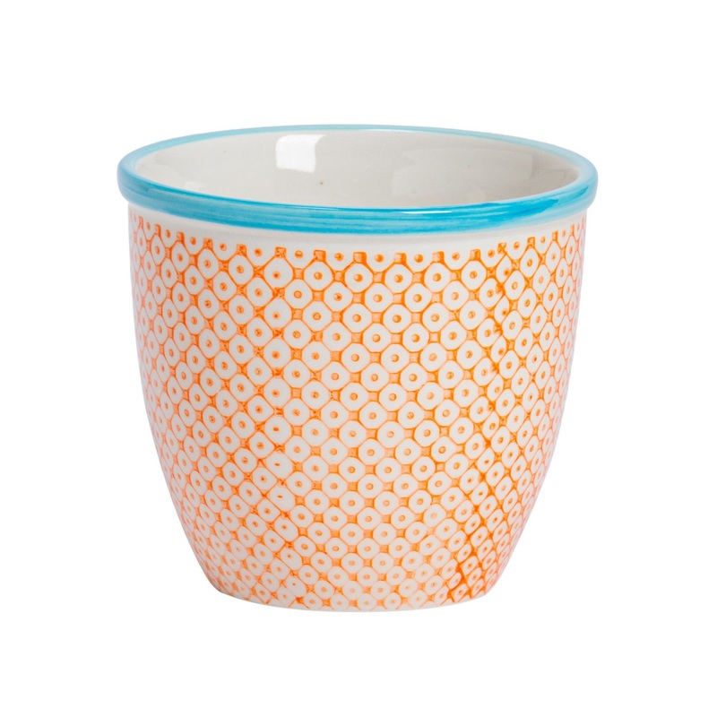 14cm Hand Printed Stoneware Plant Pot