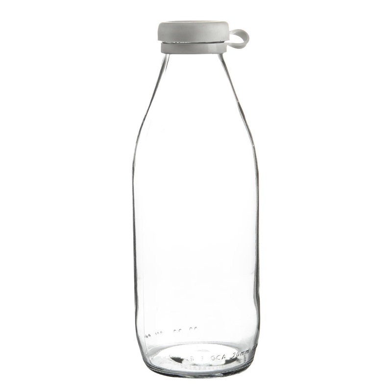 1L Glass Milk Bottle with Silicone Lid