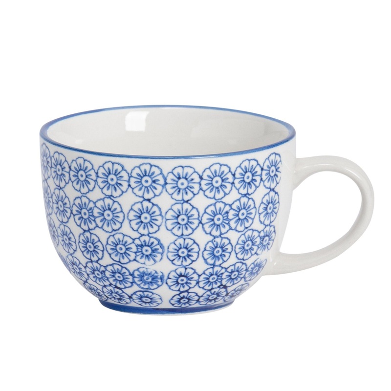 250ml Hand Printed Stoneware Cappuccino Cup