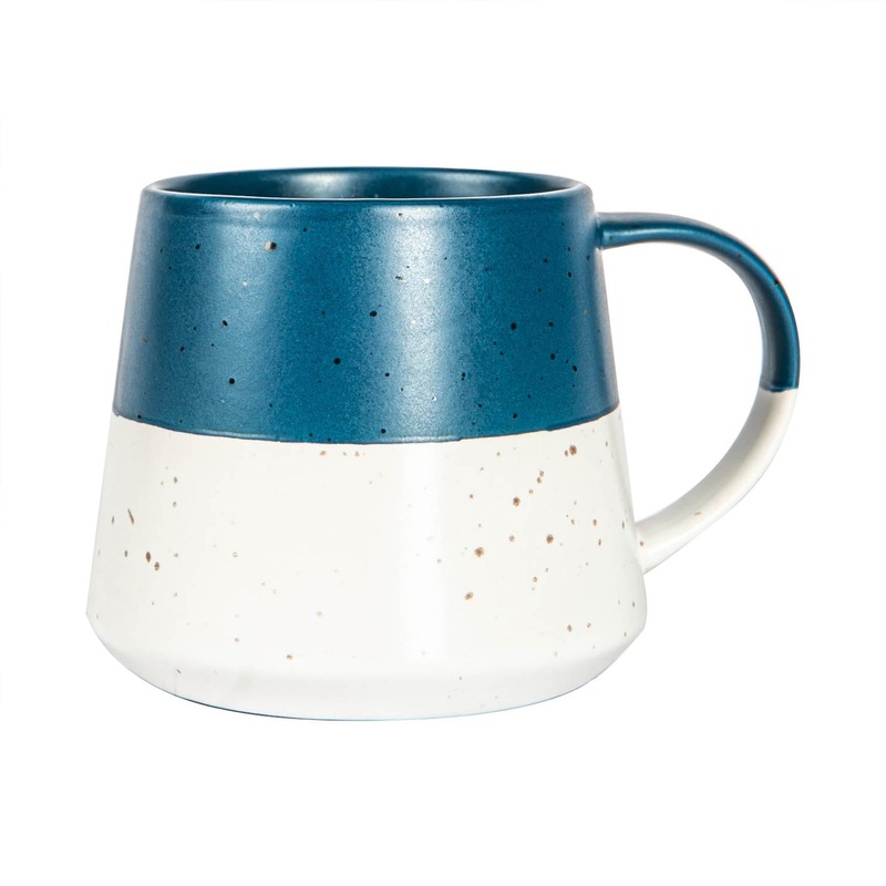 370ml Colour Block Flecked Stoneware Belly Mug