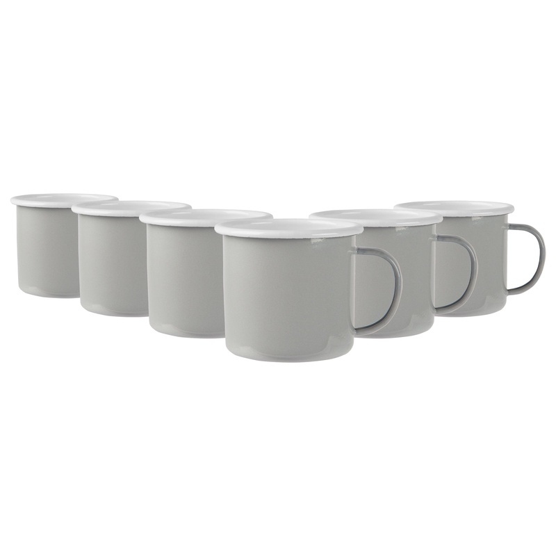 375ml Coloured Enamel Mugs - Pack of Six