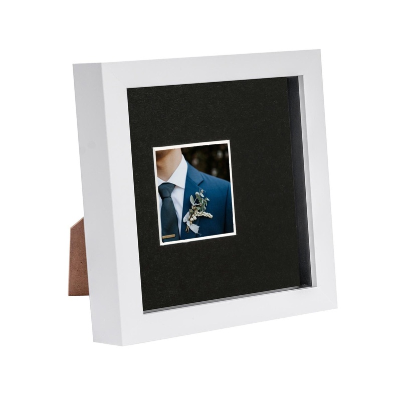 6" x 6" White 3D Box Photo Frame with 2" x 2" Mount