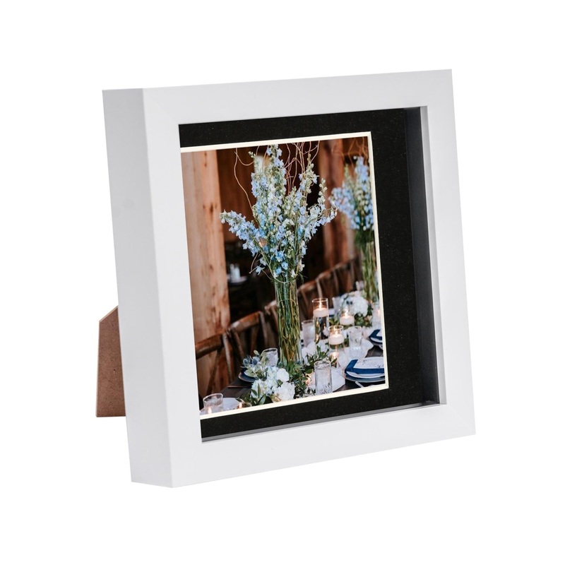 6" x 6" White 3D Box Photo Frame - with 4" x 4" Mount