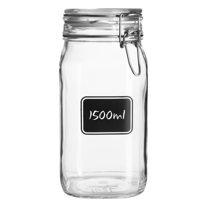 1.5L Air tight Lavagna Glass Storage Jar with Chalkboard Label