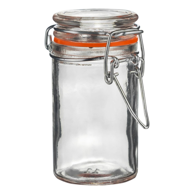 70ml Air tight Classic Glass Storage Jar + Four Free Coloured Seals