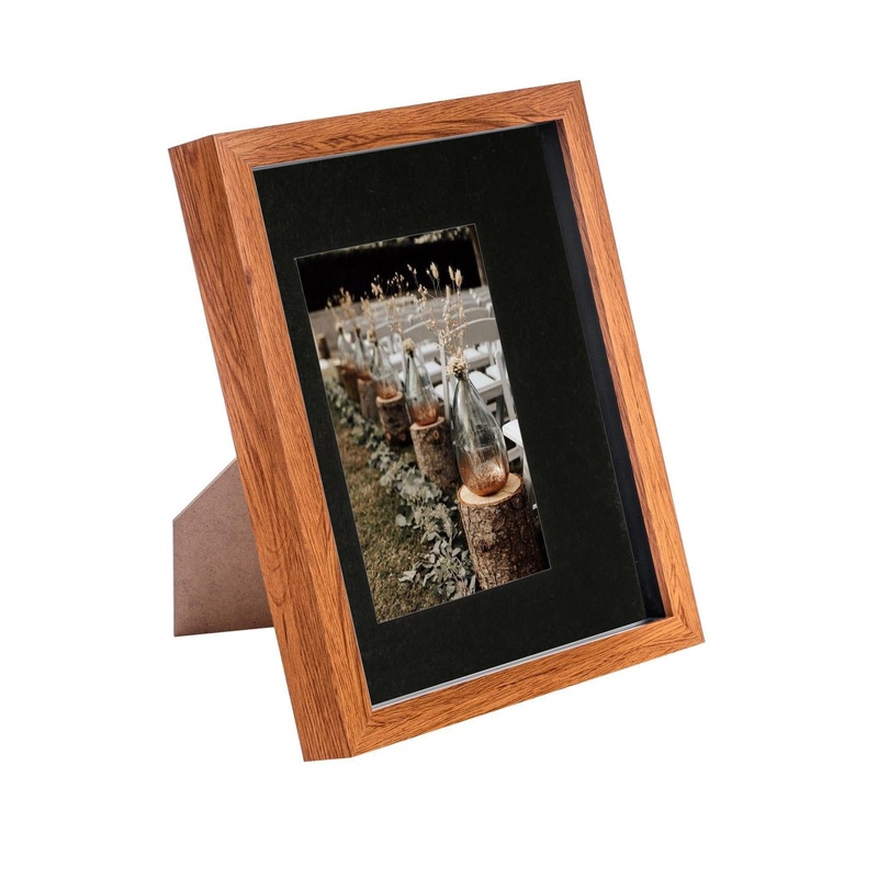 8" x 10" Dark Wood 3D Box Photo Frame - with 4" x 6" Mount