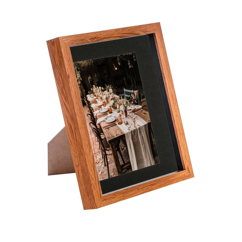 8" x 10" Dark Wood 3D Box Photo Frame - with 5" x 7" Mount