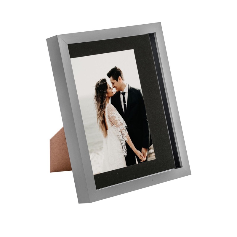 8" x 10" Grey 3D Box Photo Frame - with 5" x 7" Mount