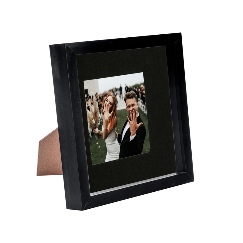 8" x 8" Black 3D Box Photo Frame - with 4" x 4" Mount