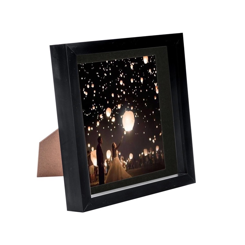 8" x 8" Black 3D Box Photo Frame - with 6" x 6" Mount