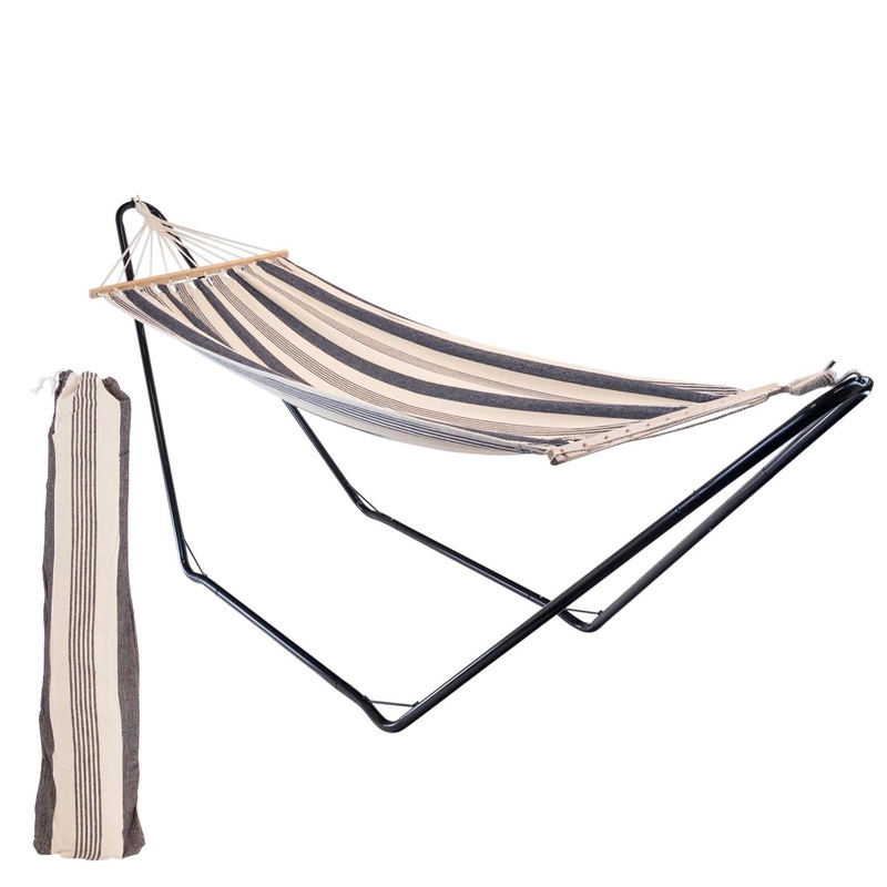 Deluxe Cotton Garden Hammock with Metal Stand