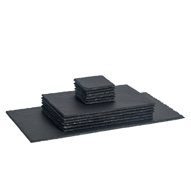 13pc Black Rectangle Slate Placemats Set
