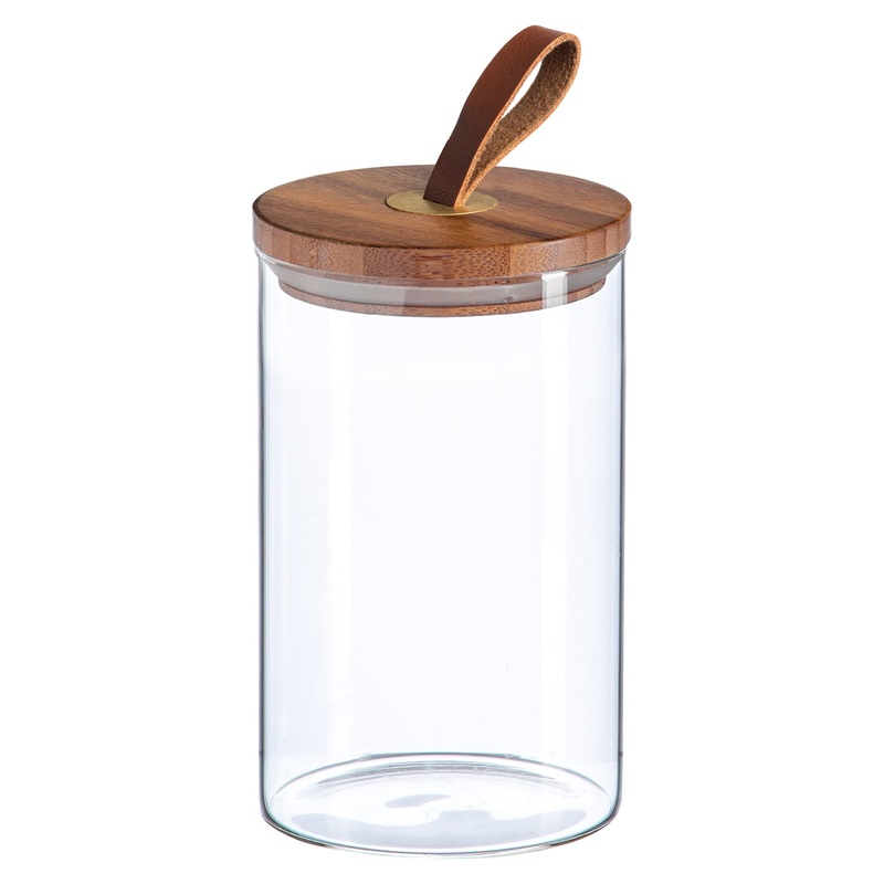 1L Scandi Storage Jar with Leather Loop Lid