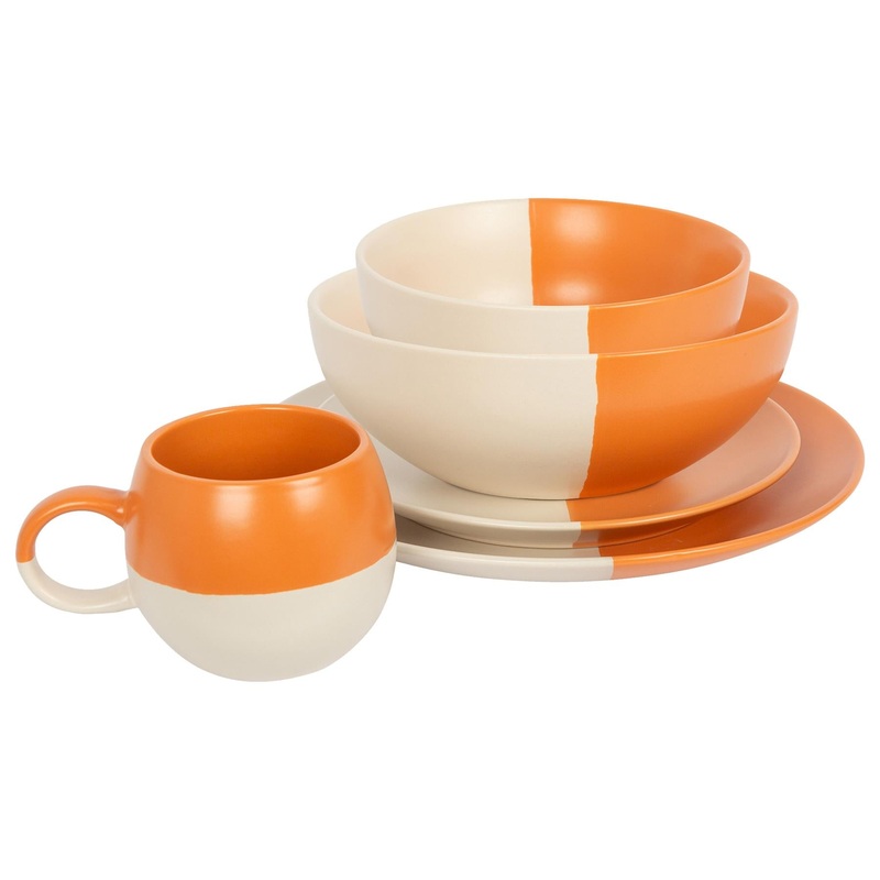 20pc Colour Block Deluxe Stoneware Dinner Set