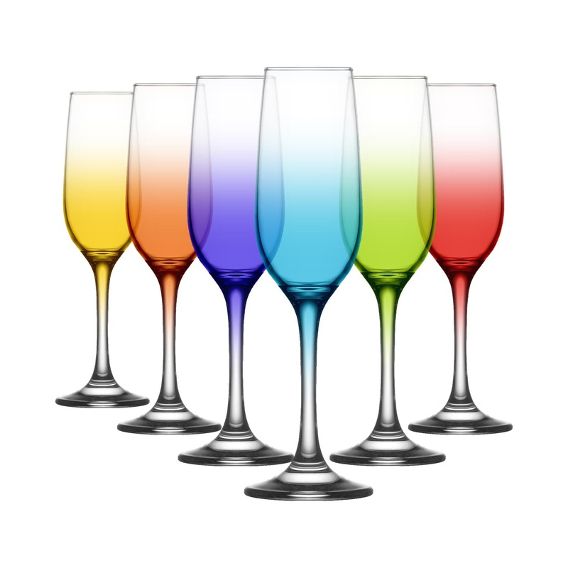215ml Fame Glass Champagne Flutes - Full Colour - Pack of Six