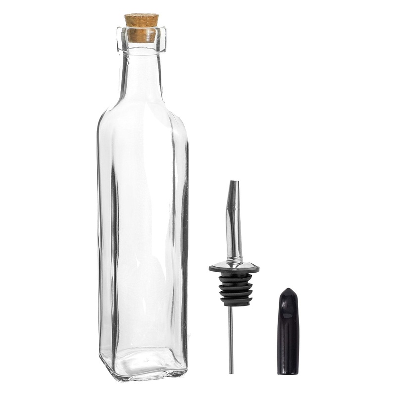 250ml Glass Olive Oil Pourer Bottle with Cork Lid