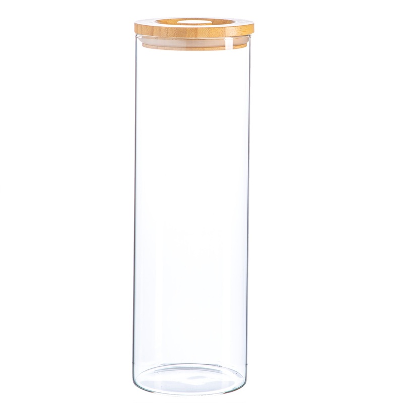 2L Scandi Storage Jar with Carved Wooden Lid