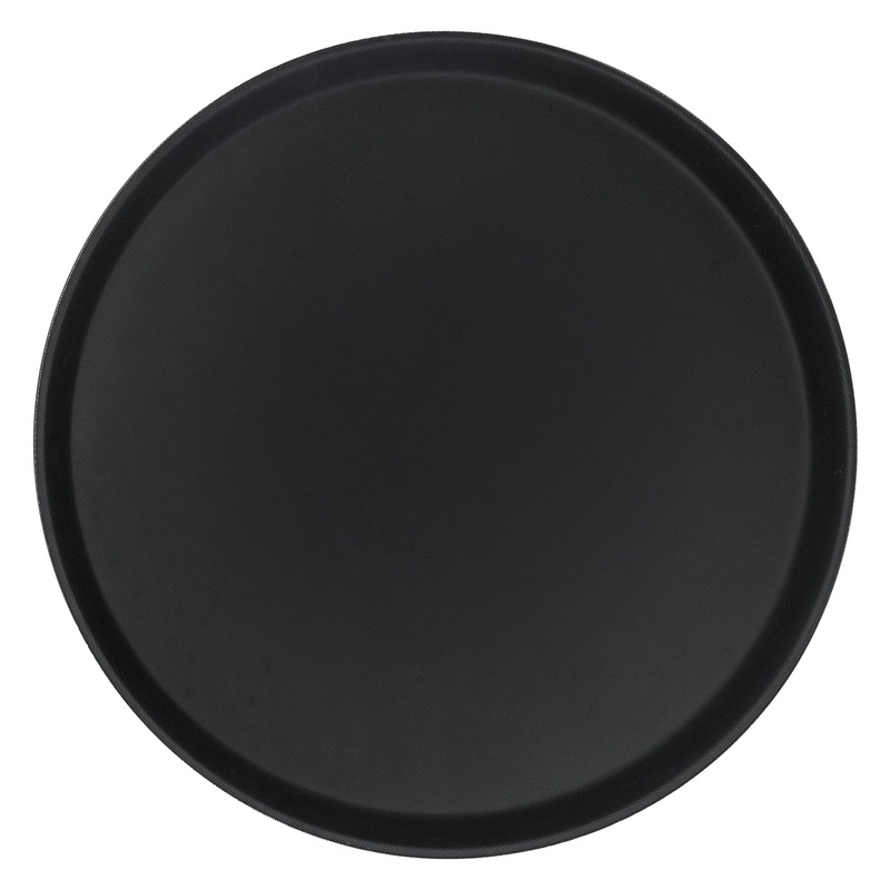 40.5cm Black Round Plastic Non-Slip Serving Tray