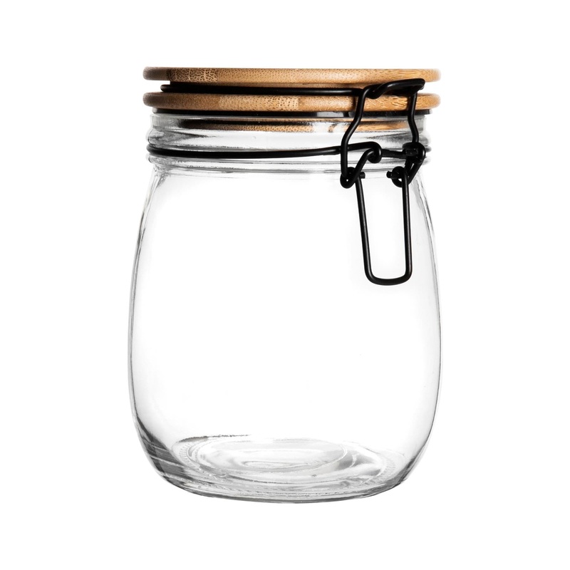 750ml Air tight Glass Storage Jar with Wooden Clip Lid