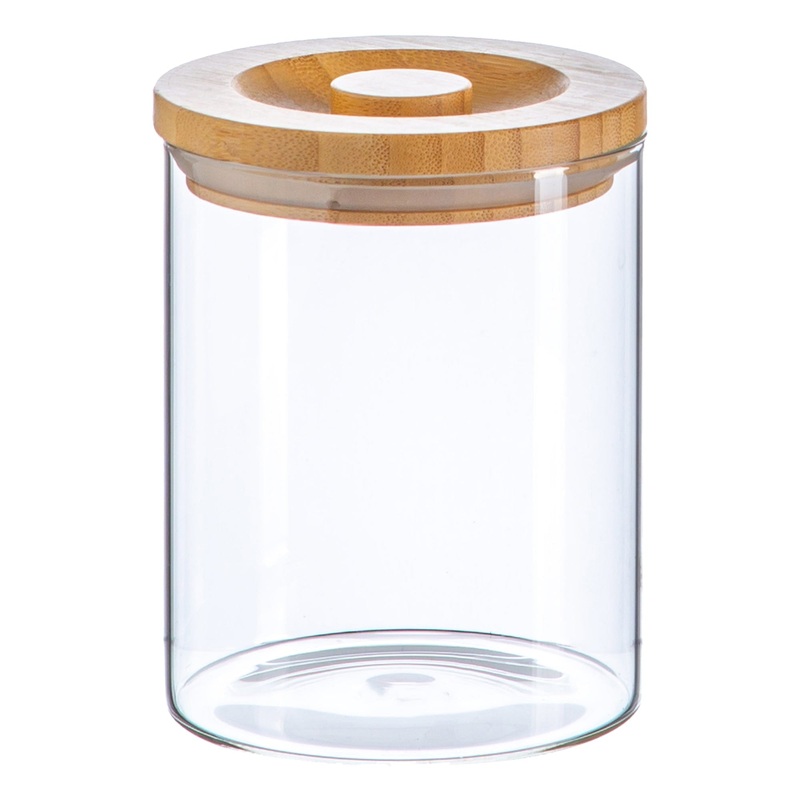 750ml Scandi Storage Jar with Carved Wooden Lid