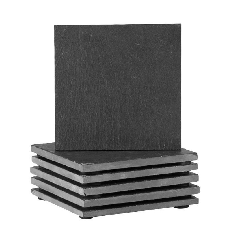Black Square Linea Slate Coasters - Pack of Six