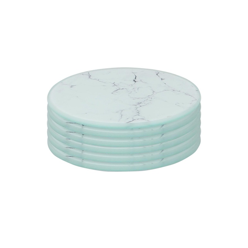 Round Glass Coasters - Marble - Pack of 6