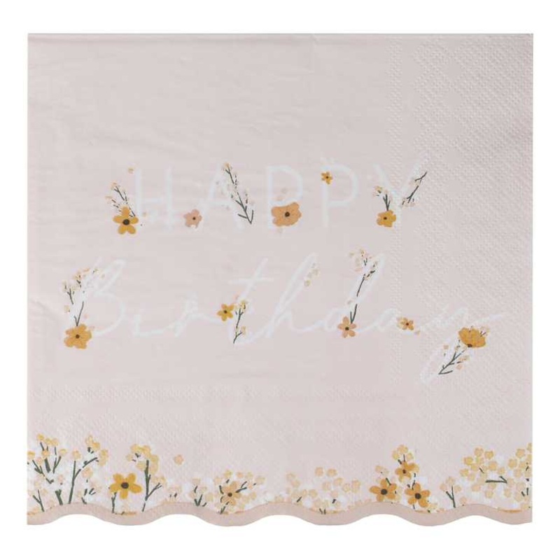 Ginger Ray Floral Birthday Napkins