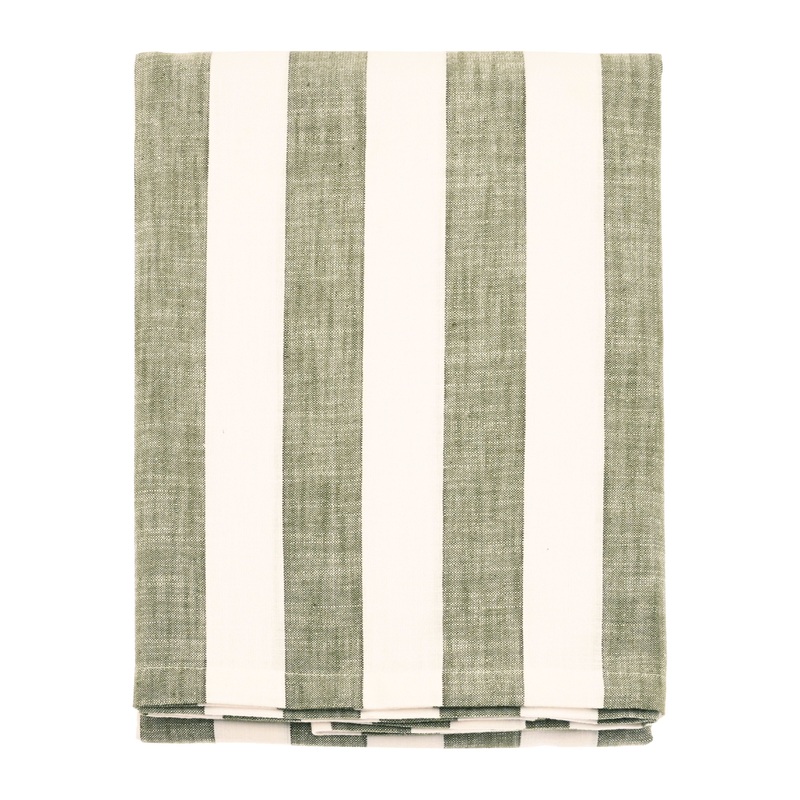 Walton & Co Olive Wide Stripe Tablecloth - All Sizes